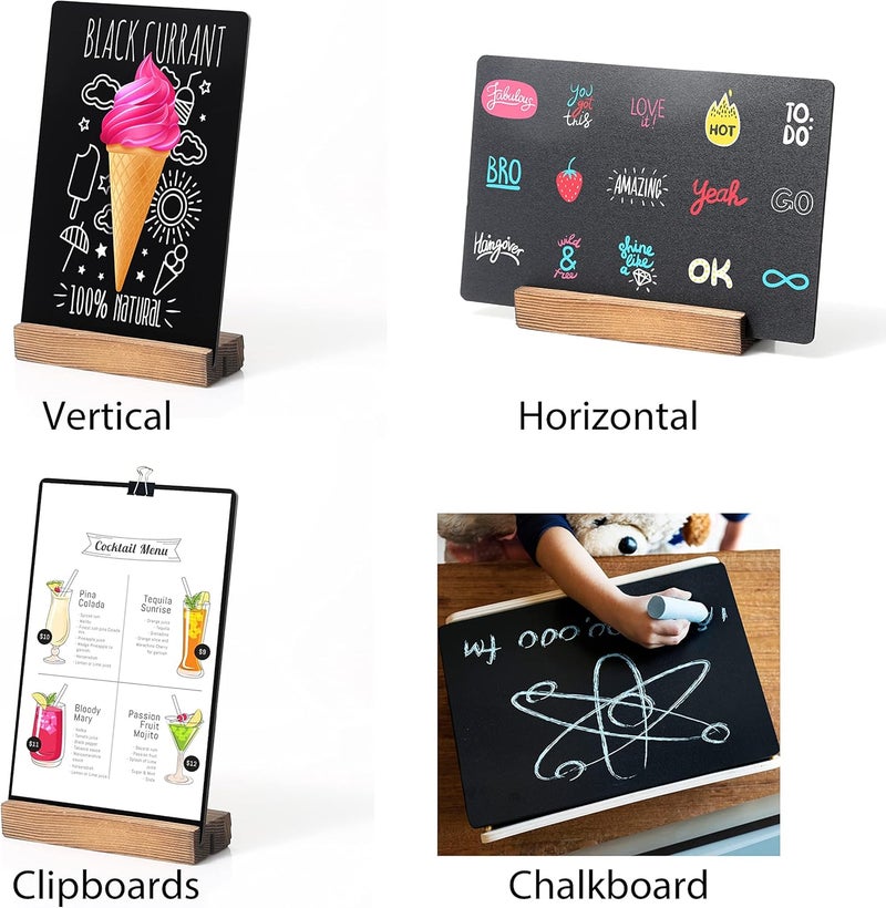 YEEON 3 Pack 8.7x12 in Desktop Small Chalkboard Sign with Wood Base - Image 2